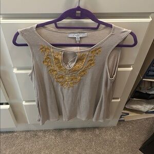 Fever Cream Top with Gold Embroidery